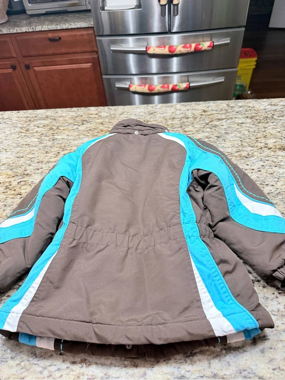 Arizona Jean Company Kids Brown and Turquoise Colorblock Puffer Jacket